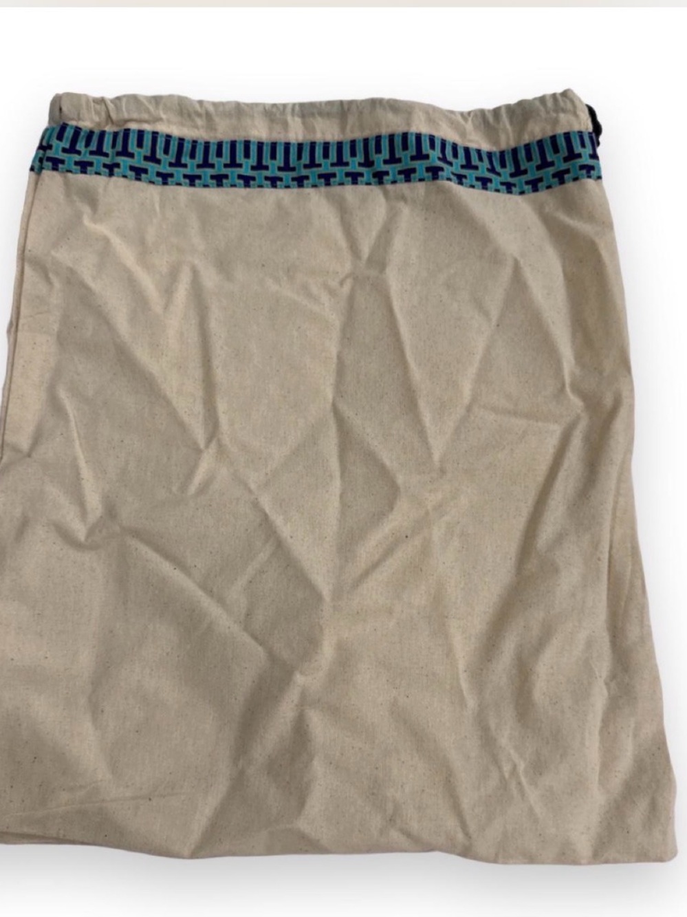 Tory Burch Beige Canvas Dust Bag with Blue Logo Trim - Picture 1 of 6
